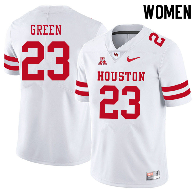 Women #23 Art Green Houston Cougars College Football Jerseys Sale-White